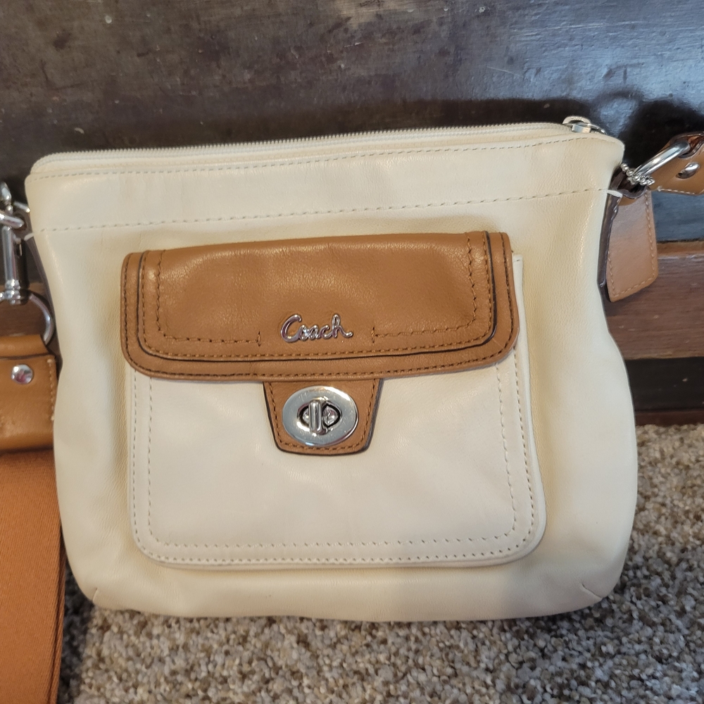 Coach Tan and Cream Crossbody Bag